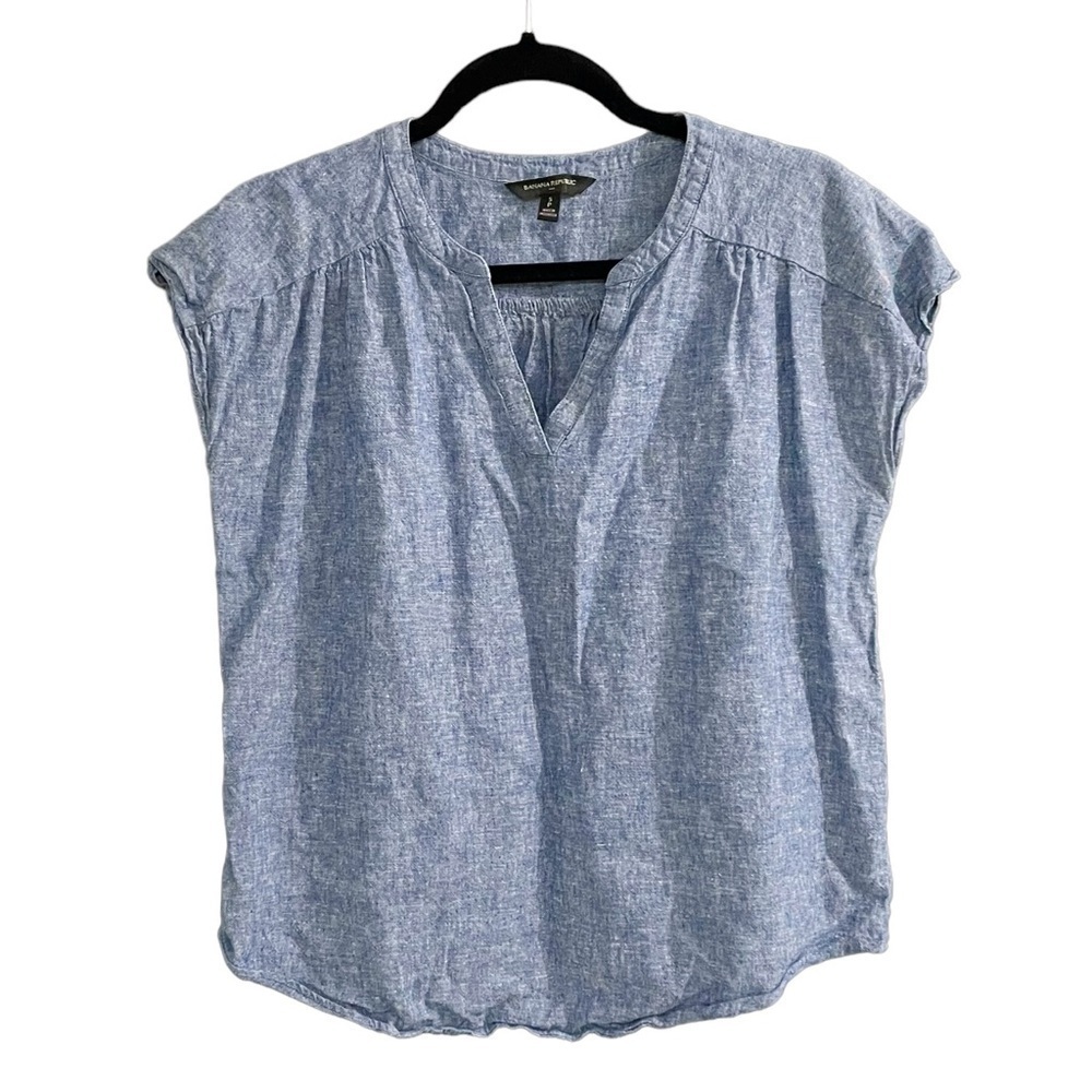BANANA REPUBLIC Women’s Linen Cotton Sleeveless Popover Blouse Blue S